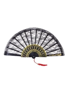 Schwarz spanischer Spitzen-Blumenventilator Retro-Handheld faltbarer Fan Hochzeit Partys - Bild 1 von 2