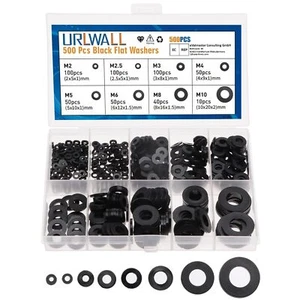 URLWALL 500Pcs Nylon Flat Washer Assortment Set Washers Metric Sealing Spacer... - Picture 1 of 2