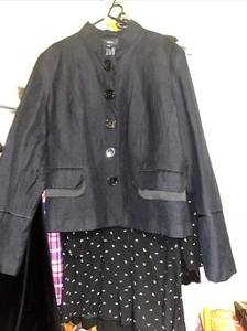 Women’s Size 12 Navy Blue Jacket Wool Linen Mix, H&M Brand - Picture 1 of 7