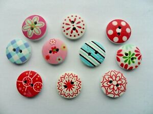 SALE  100 pcs  Mixed Patterned  Wood Scrapbooking //  Sewing Buttons 15mm  SALE