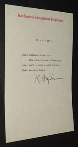 Katharine Hepburn signed 1991 Letter - Picture 1 of 2