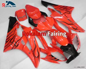 Kit de carenado personalizado para Yamaha YZF R6 06 07 YZF-R6 2006 negro llama rojo - Imagen 1 de 1