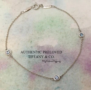 Authentic Tiffany & Co Elsa Peretti By The Yard 3 Aquamarine Bracelet Silver - Picture 1 of 6