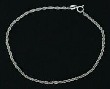 Bracelet 9" Solid 925 Silver 2.3g Vintage Sterling Silver Thin Rope Chain Anklet