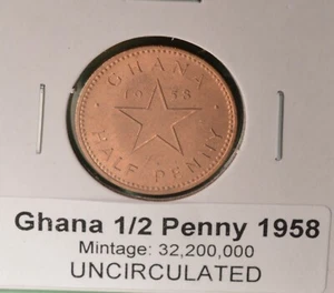 Ghana - 1/2 PENNY 1958 - UNCIRCULATED RED - Picture 1 of 3