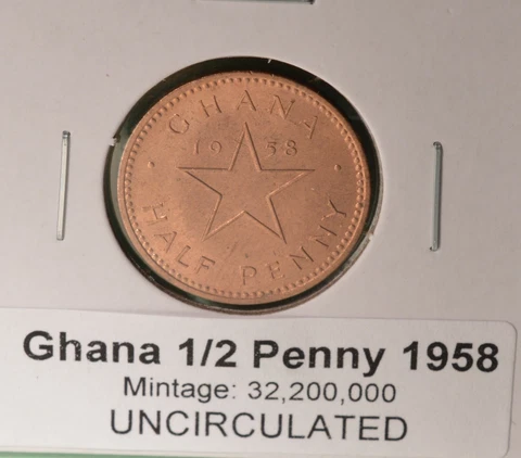 Ghana -  1/2 PENNY 1958  - UNCIRCULATED RED Cover