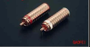 4x Red Copper Plated RCA Phono Audio Plug Connector 8.5mm Cable  - Picture 1 of 1