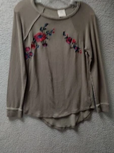 Knox Rose Sweater Womens XS Green Embroidered Long Sleeve Pullover 0413 - Picture 1 of 8
