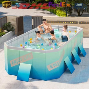 Large Rectangular Foldable Adult Child Above Ground Outdoor Swimming Pool 2.6M - Picture 1 of 10