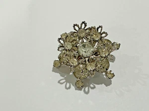 Mid century vintage clear rhinestones brooch - Picture 1 of 5