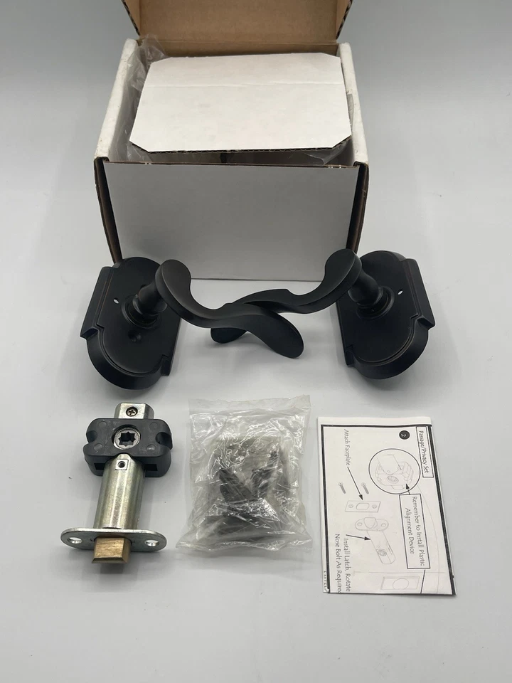 EMTEK 8108 Elan RH Privacy Lever Set Push Pin Lock US10B Oil Rubbed Bronze Left - Image 1 of 2