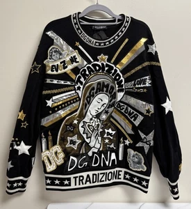 Dolce Gabbana Men’s Runway Tradizione Baroque Embellished Sweatshirt Size 36 - Picture 1 of 15