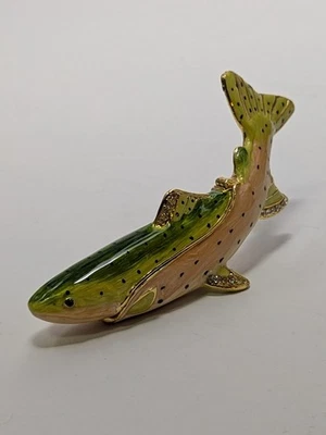 Nobility Trout Enamel Bejeweled Trinket Box, No Box - Image 1 of 4
