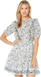 Lucky Brand Kleid Damen große Blumen Rüschen Stufen Mini Boho Sommer bestickt - Bild 1 von 10