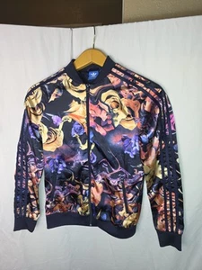 Adidas Original floral full zip rose superstar track jacket girls size L 13-14Y - Picture 1 of 9