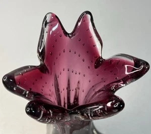Murano Glass Archimede Seguso Sommerso Bullicante Purple Bubble Finger Vase VTG - Picture 1 of 6