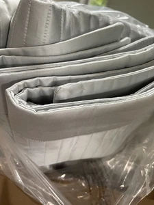 $1700 Home Treasures Italy NWT 4pc King Coverlet (3) Shams Dove Grey 100% Cotton - Picture 1 of 21