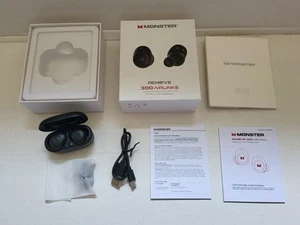 Monster Achieve 300 Airlinks Auriculares Inalámbricos Bluetooth Negros - ¡USADOS! - Imagen 1 de 2