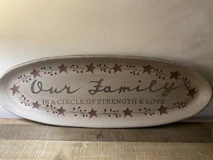 The Hearthside Collection ''Our Family'' Oval Decorative Primitive Wooden Tray - Picture 1 of 4