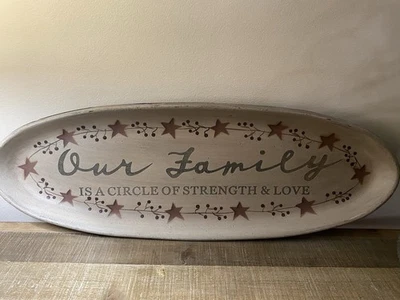 The Hearthside Collection ''Our Family'' Oval Decorative Primitive Wooden Tray - Image 1 of 4