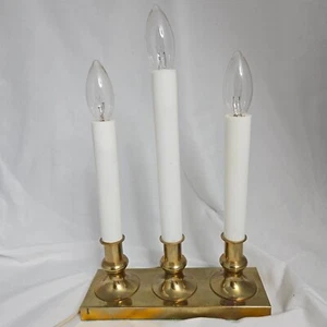 3 candelabros eléctricos vintage años 70 base latón pilares de velas de plástico blanco - Imagen 1 de 10