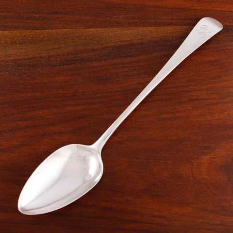 PETER & WILLIAM BATEMAN GEORGIAN STERLING SILVER PLATTER / STUFFING SPOON 1809 Cover