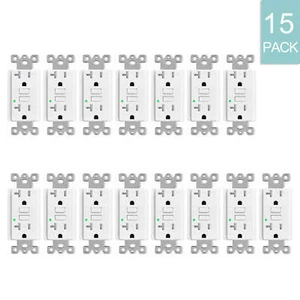 Receptáculo de salida de seguridad 15 PK 20A GFCI GFI con placa de pared indicador LED TR WR - Imagen 1 de 12