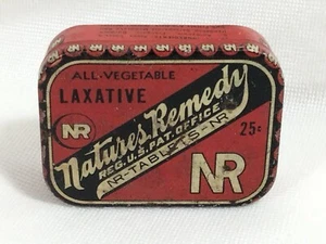 Natures Remedy A.H. Lewis Medicine Co. Advertising Tin Pill Box, 25 Tablets 25¢ - Picture 1 of 8
