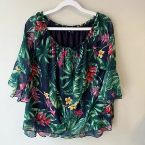 CHARLIE B Green Ruffled Flutter Sleeve Blouse - Picture 1 of 8