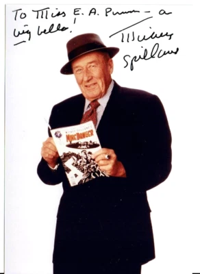 Mickey Spillane hand signed photo - Image 1 of 2