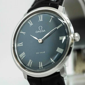 RARE *NEAR MINT* Vintage OMEGA De Ville TOOL.104 Manual Winding Navy Roman Men's - Picture 1 of 14