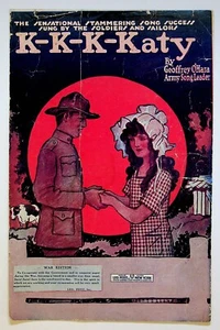1918 K-K-K-Katy Geoffrey O'Hara World War I Army Soldier Antique WWI Sheet Music - Picture 1 of 3