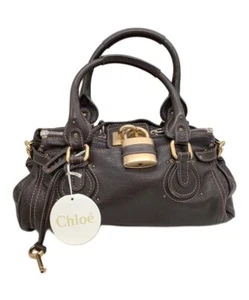 Chloe Brown Paddington One Shoulder Bag Hand Bag Leather Padlock - Picture 1 of 10