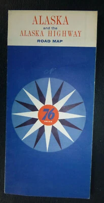 1961 Alaska road map Union 76 oil  gas Highway routes  - Image 1 of 4