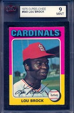 1975 TOPPS OPC O PEE CHEE Baseball 540 Lou Brock HOF Graded KSA 9 MINT Cardinals