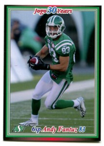 2010 Jogo CFL Andy Fantuz Card #6sp Saskatchewan Roughriders Western Short Print