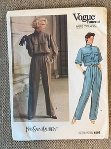 Vogue 1598 UNCUT Sewing Pattern, Misses' Jumpsuit, Size 14, Yves Saint Laurent - Picture 1 of 2