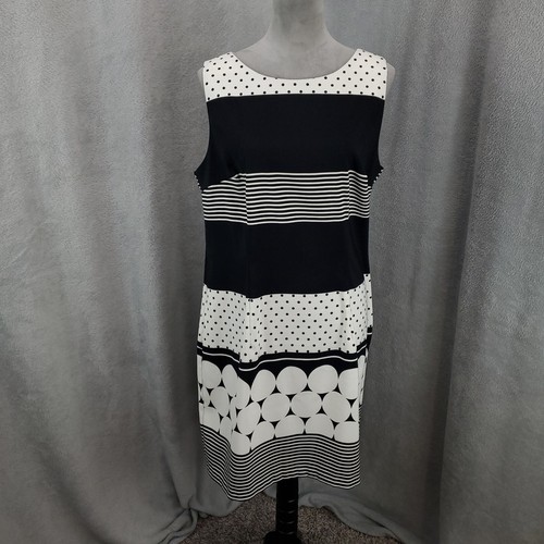 ALYX Abito donna tg 18 appena sopra il ginocchio nero bianco multi stampa righe a pois tinta unita