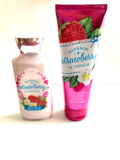 2 pc Bath & Body Works Bourbon Strawberry & Vanilla Shea Body Cream & Lotion 8oz