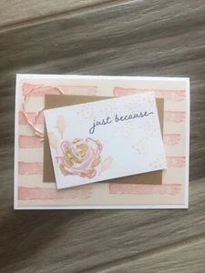 Card Set Of 4 Stampin Up Brushed Blooms Coral Calypso Gilded Leafing Gold - Picture 1 of 3