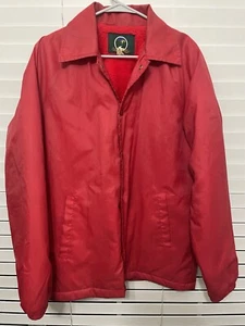 Ozark Trail Vintage Mens Button Up Red Coat Windbreaker Collared Large-XL USA - Picture 1 of 9