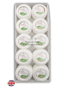 New 10 White Anchor Pearl Cotton Balls Box. Size 8, 85 Meters each UK Free P&P - Picture 1 of 9