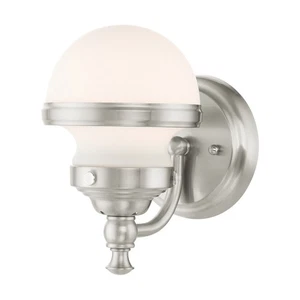 Livex Lighting 5711 Oldwick 1 Light 8" Tall Bathroom Sconce - Nickel - Picture 1 of 12