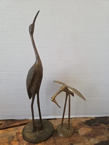 Vintage Pair Of Brass Cranes, Egret Birds, MCM Taiwan  - Picture 1 of 11