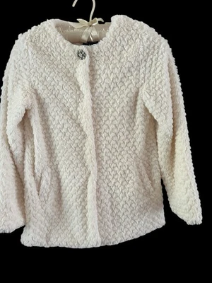 Chaqueta blanca de piel sintética para niñas, Me Jane, talla 8, forrada, bolsillos. Cierre a presión Foto 1 de 4