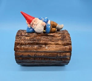 Vintage Gorham Unieboek Gnome On Log Lidded Candy Trinket Dish 80s RARE! - Picture 1 of 9