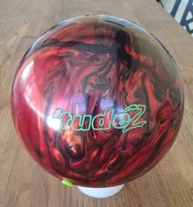 Vtg 15 lb 5.4 oz Brunswick Attitude 2 Black Orange Swirl Bowling Ball - Bild 1 von 6