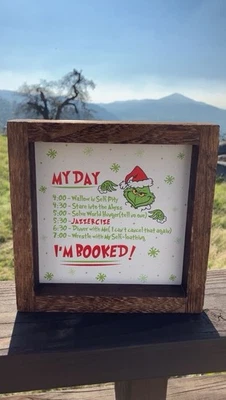 Letrero de pared o mesa de madera de 7" decoración de Navidad "Cómo el Grinch robó la Navidad" Foto 1 de 4