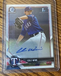 Bowman Chrome Draft Cole Winn 2018 1st Auto CDA-CW Texas Rangers - Imagen 1 de 2