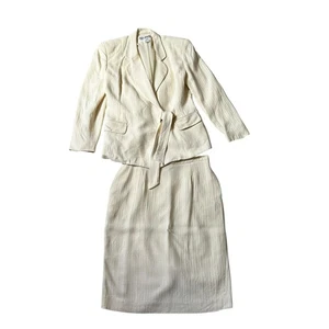 Christian Dior Set Completo Blazer Giallo Vintage Donna Taglia 14 | 53-12 - Foto 1 di 12
